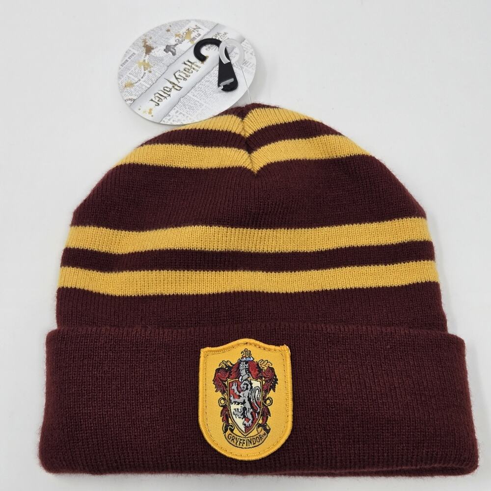 Harry Potter Gryffindor House Crest Knit Striped Beanie Hat